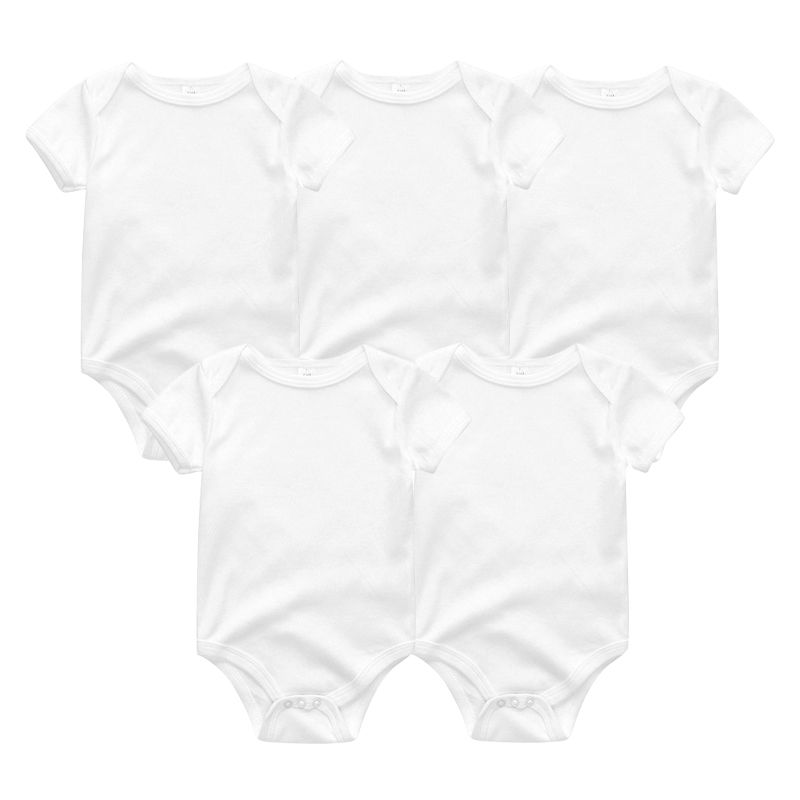 Thumbnail: 5 Pieces Unisex Newborn Bodysuits – 100% Cotton Baby Onesies
