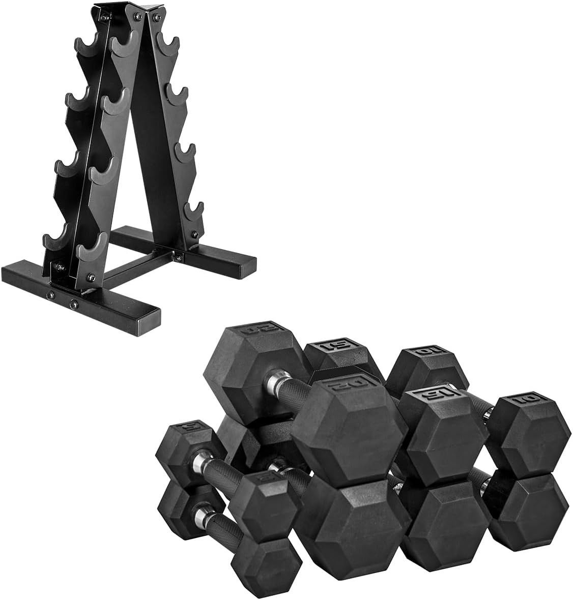 Coated Dumbbell Set 100lbs & 150lbs with Rack for Strength Training