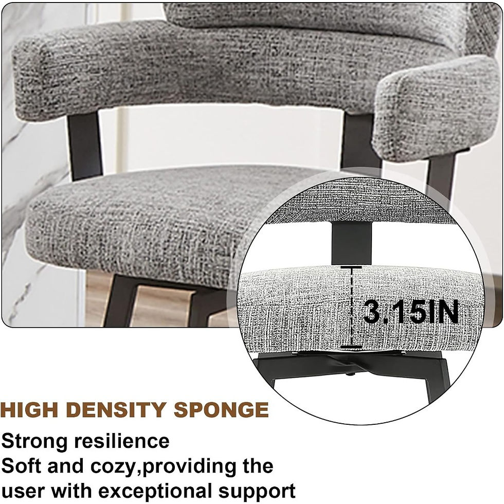 Thumbnail: Set of 2Swivel Bar Stools 24"Counter Height Linen Padded Backrest with Full Back