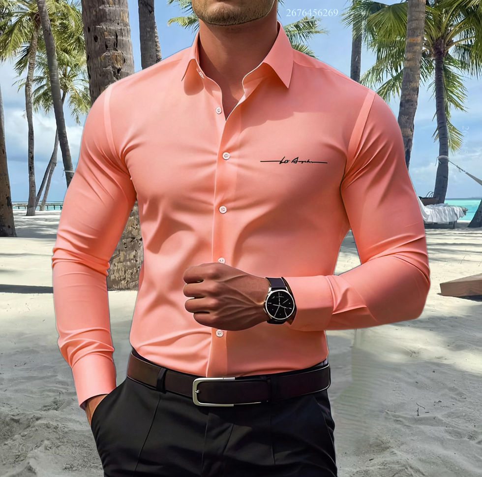Thumbnail: Men’s Casual Long Sleeve Shirt – Solid Color Business Style for All Seasons