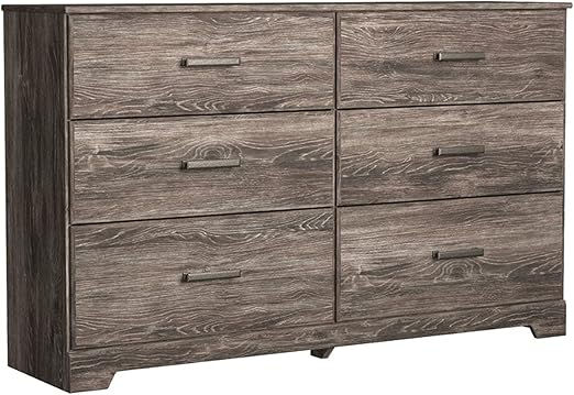 Warm Gray 6-Drawer Rustic Dresser for Baby or Bedroom Organization