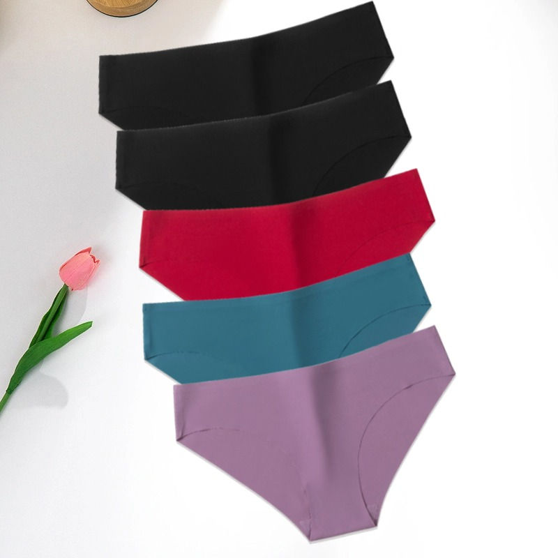 Thumbnail: 5-Piece Women’s Low-Rise Panties Set – Soft, Breathable Ice Silk Briefs