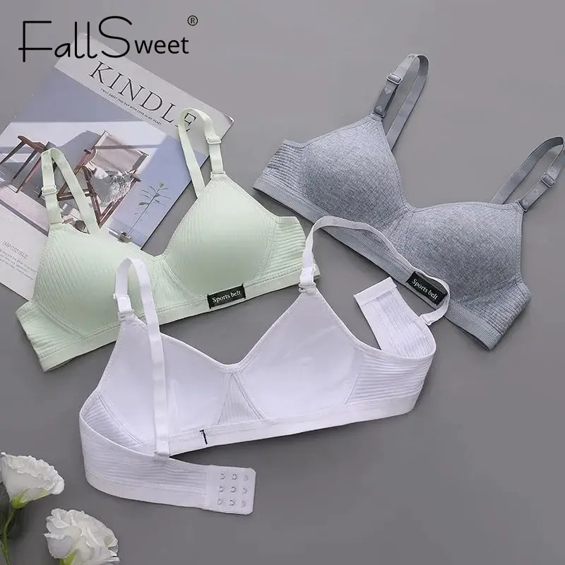 Thumbnail: Seamless Cotton Wireless Push Up V-Neck Bra AB Cup Comfort Lingerie