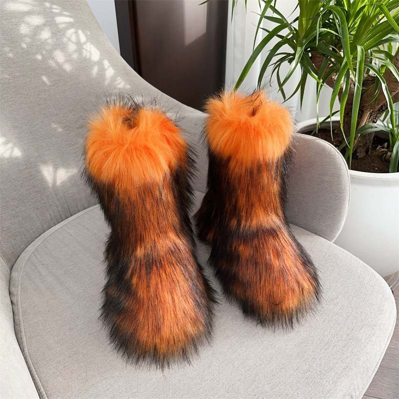 Thumbnail: Women’s Mid‑Calf Faux Fur Winter Snow Boots – Plush Warm Outdoor Fur Shoes