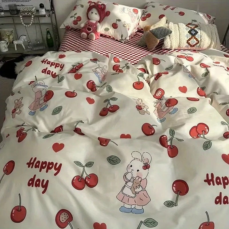 Thumbnail: Bedding Set – Cartoon Print Duvet Cover, Flat Sheet & Pillowcases for Kids