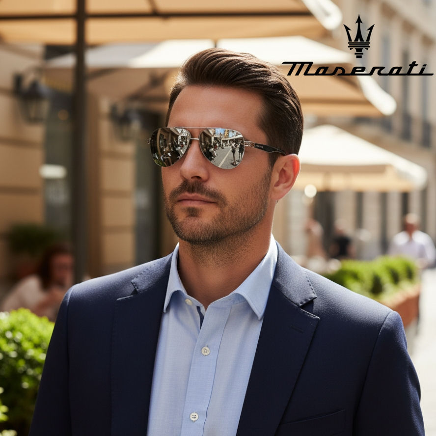 Thumbnail: Maserati Polarized Aviator Sunglasses for Men and Women UV400 Mirror Lens