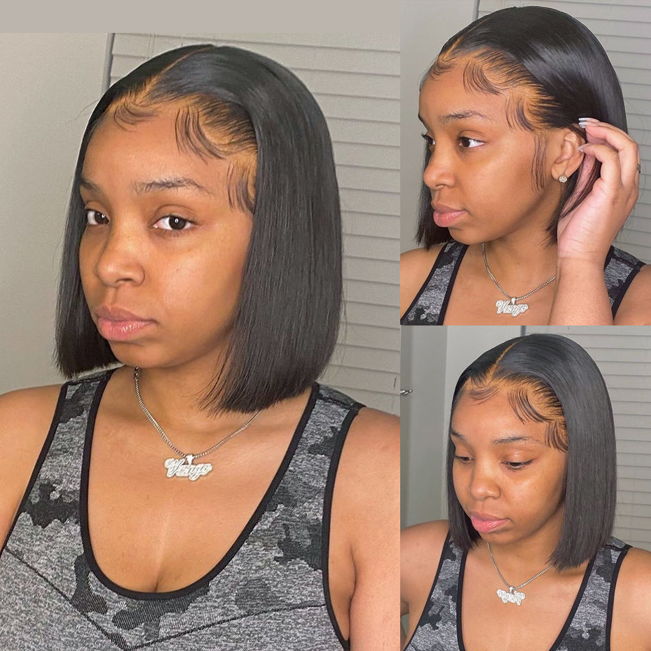 Thumbnail: Straight Short Bob Wig with 4x6 Lace Closure – 100% Human Hair
