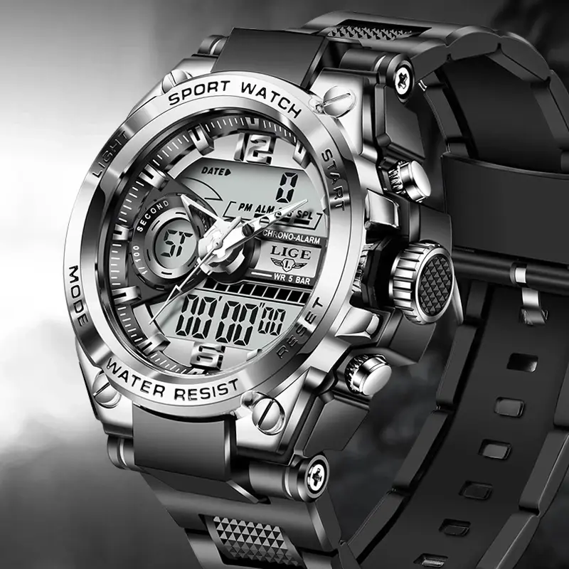 Thumbnail: Digital Military Men's Watch – 50M Waterproof Dual Display Sport Wristwatch
