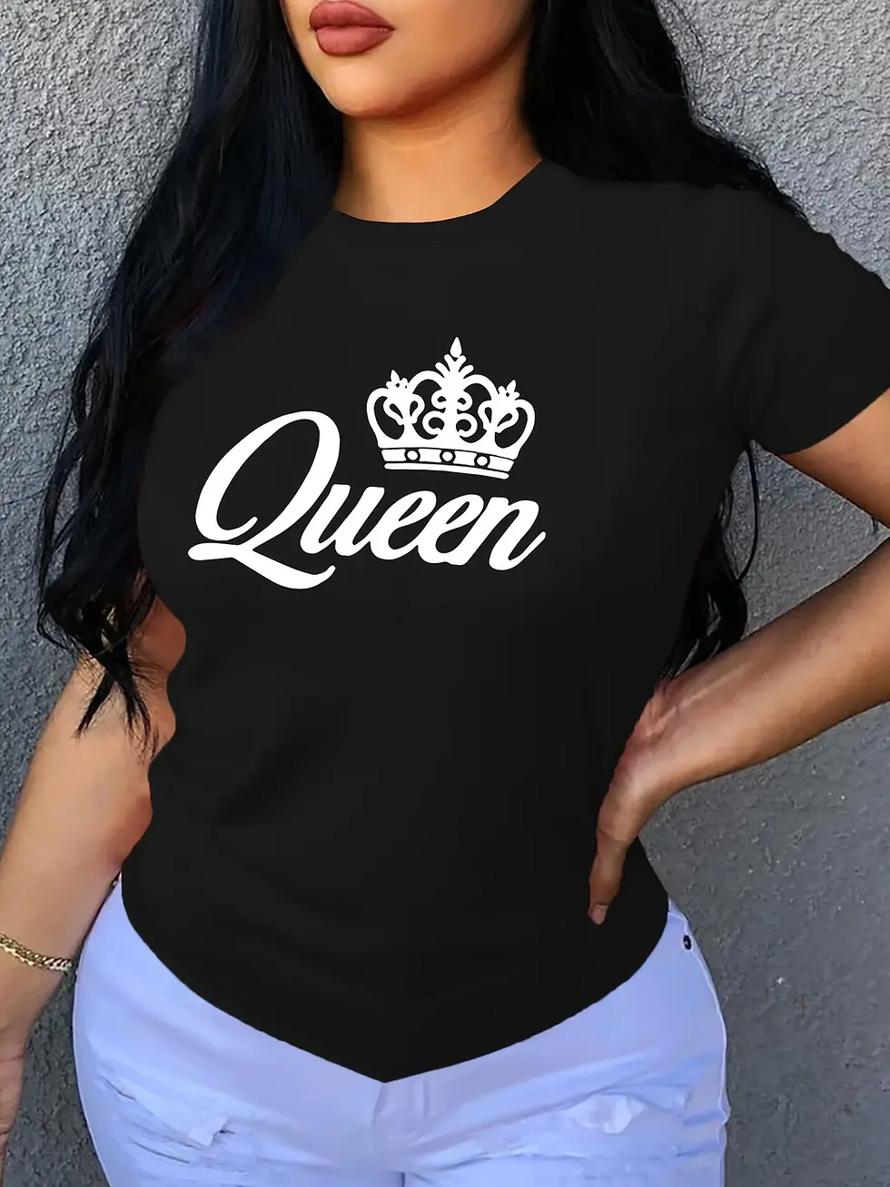 Thumbnail: Short Sleeve Crown Print Crew Neck T-Shirt for Casual Summer Wear