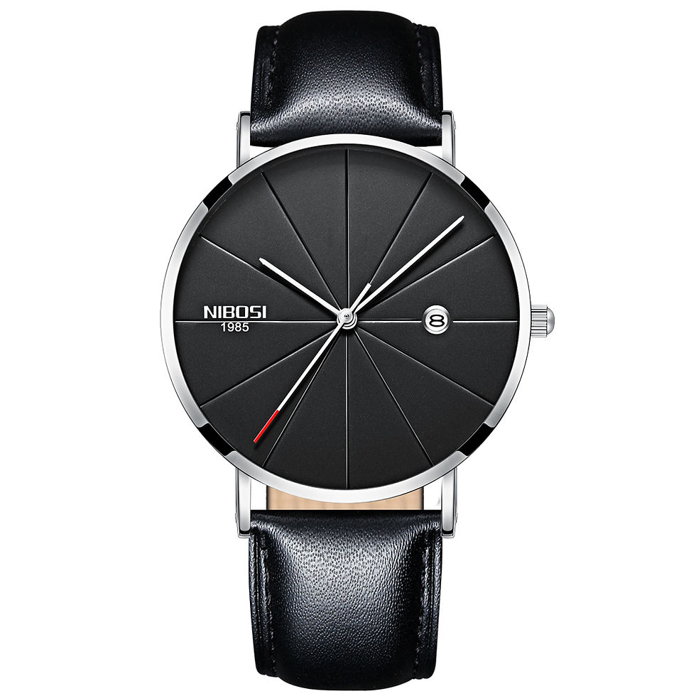 Thumbnail: Ultra-Thin Blue Stainless Steel Quartz Men’s Wrist Watch Luxury Date Timepiece