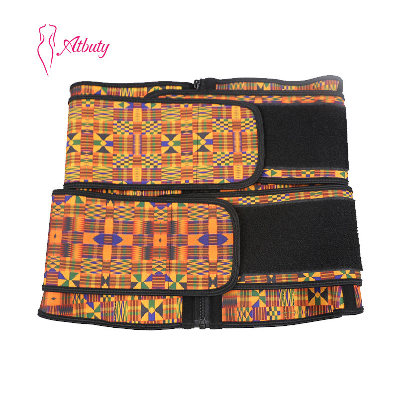 Thumbnail: Women’s Printed Latex Waist Trainer Corset 3-Layer Zipper Shape