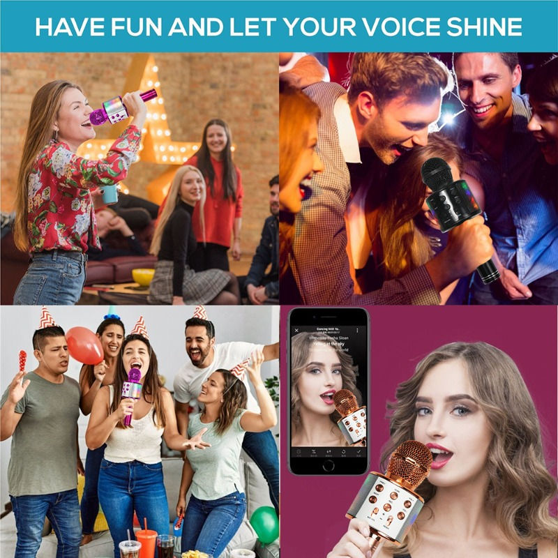 Thumbnail: 5-in-1 Wireless Karaoke Microphone for Kids with Built-In Speaker, RGB Lights