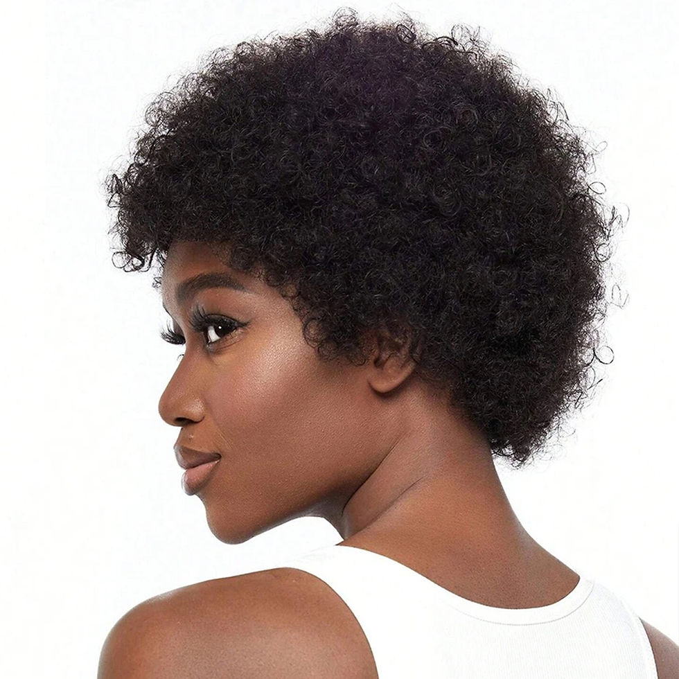 Thumbnail: Afro Kinky Curly Pixie Cut Wig with Bangs – Natural Black Human Hair