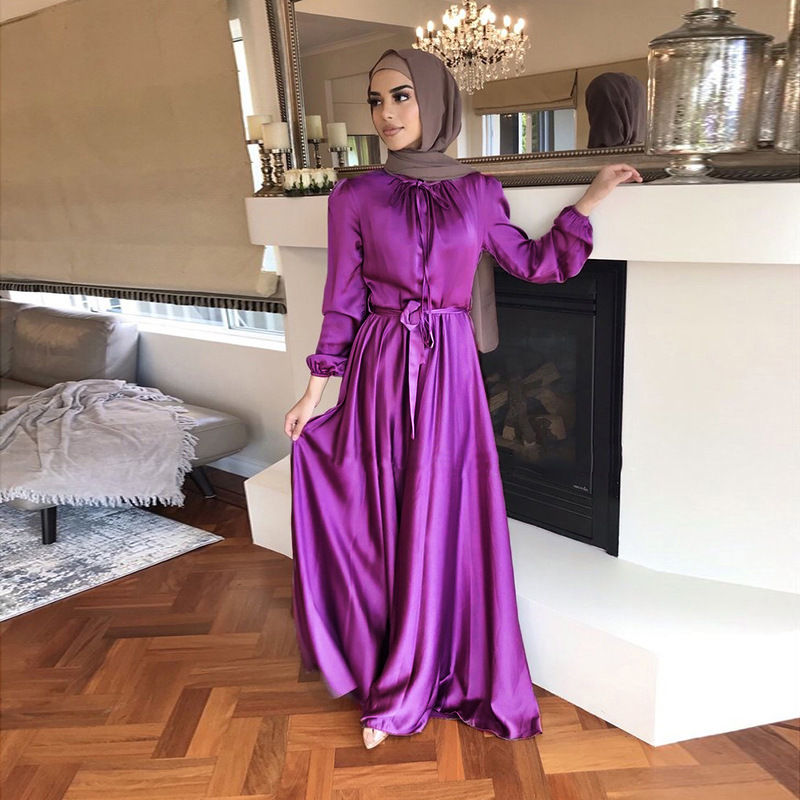 Thumbnail: Plain Satin Jilbab Abaya Maxi Dress – Dubai Modest Wear