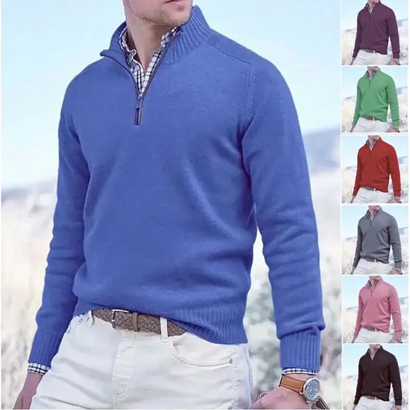 Men's Thick Knit Sweater – Warm Casual Base Layer for Autumn/Winter
