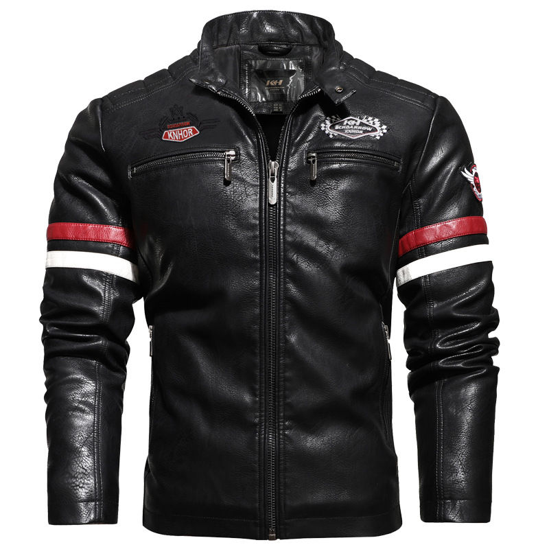 Thumbnail: Oversized Suede Faux Leather Bomber Motorcycle Jacket