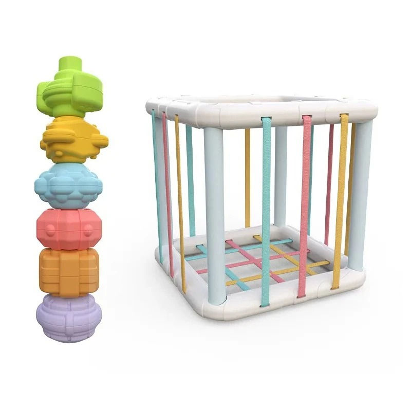 Thumbnail: Baby Montessori Shape Sorter Cube with Colorful Blocks