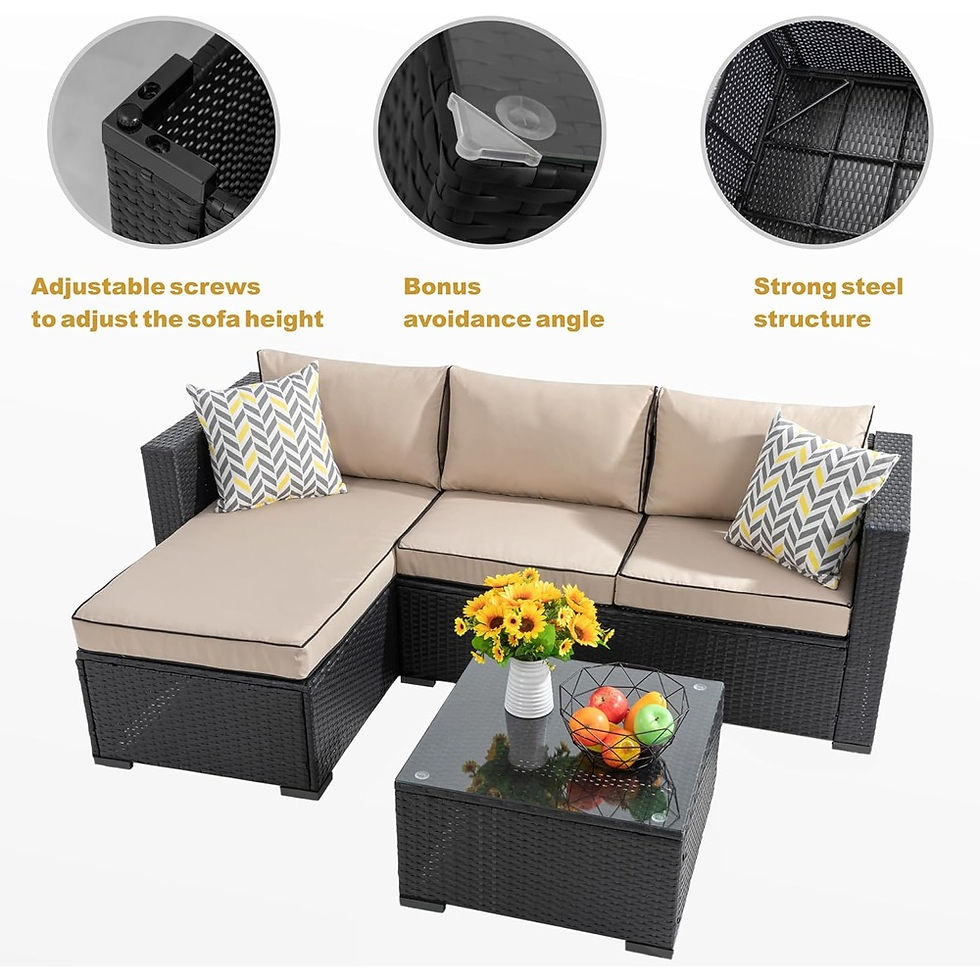 Thumbnail: 3-Piece Outdoor Terrace Furniture Set, Segmented Sofa with Thick Padding