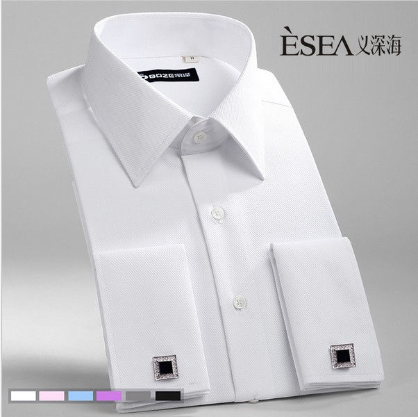Thumbnail: Men's Vertical Striped Dress Shirt – Long Sleeve Business Shirt with Lapel Colla