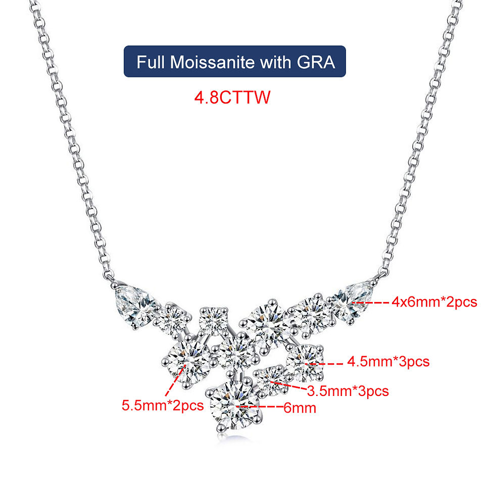 Thumbnail: 4.8cttw Moissanite Pendant Necklace for Women Round and Pear Cut Silver