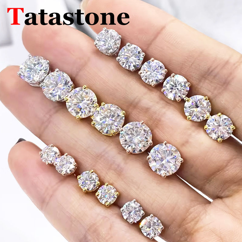 Thumbnail: 0.5CT–2CT Moissanite Stud Earrings in 925 Sterling Silver
