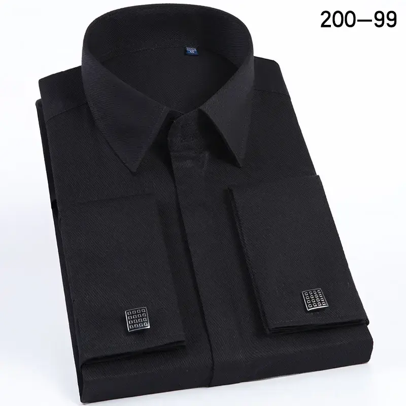 Thumbnail: Men's French Cufflinks Shirt – High-Quality Cotton with Hidden Buttons