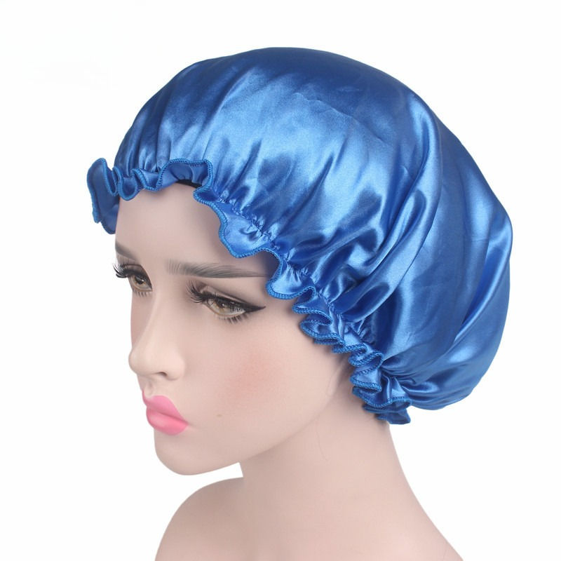 Thumbnail: Soft Silk Lace Sleeping Bonnet – Large Round Satin Cap for Women