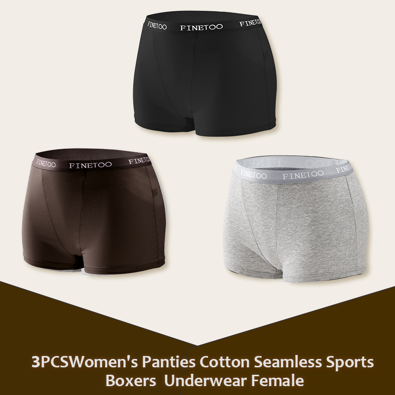 Thumbnail: 3-Pack Cotton Boyshort Panties – Seamless High-Rise Sports Underwear for Women