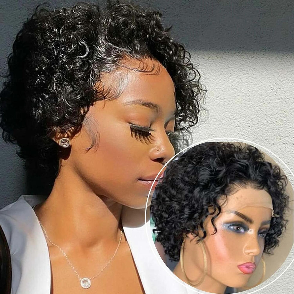 13x1 Transparent Lace Pixie Wig – Short Bouncy Curly Human Hair Bob