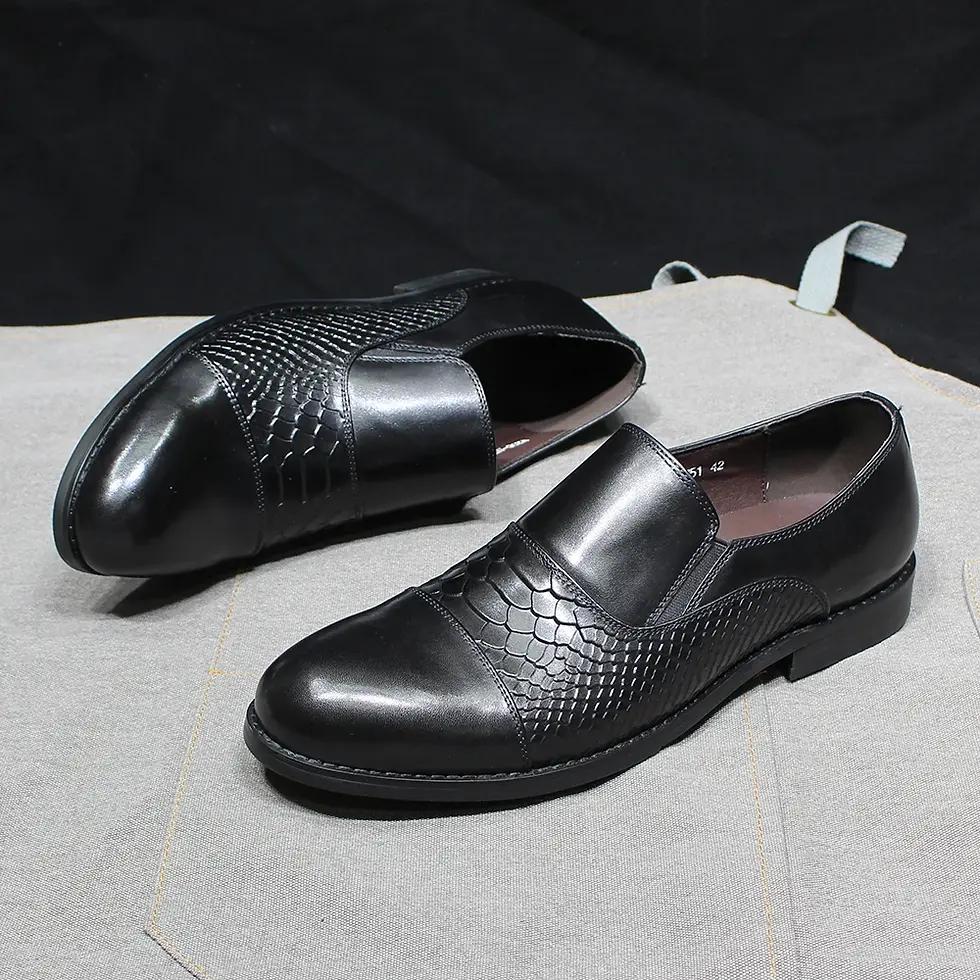 Thumbnail: Mens Leather Loafers Crocodile Print Slip On Office Formal Dress Classic Shoes