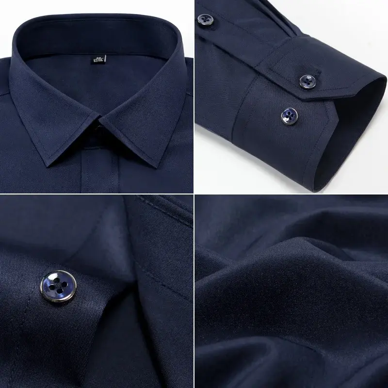 Thumbnail: Anti-Wrinkle Men Long Sleeve Dress Shirts - Slim Fit