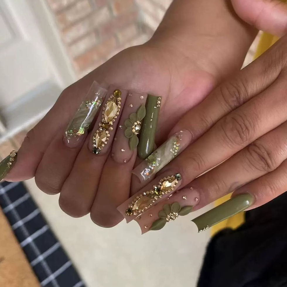 Thumbnail: Gold French Press On Nails Set with Rhinestones 24Pcs Long Coffin Full Cover Tip