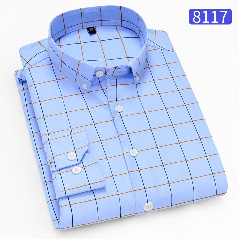 Thumbnail: Men’s Long‑Sleeve Formal Striped Shirt – Anti‑Wrinkle Business Dress Shirt