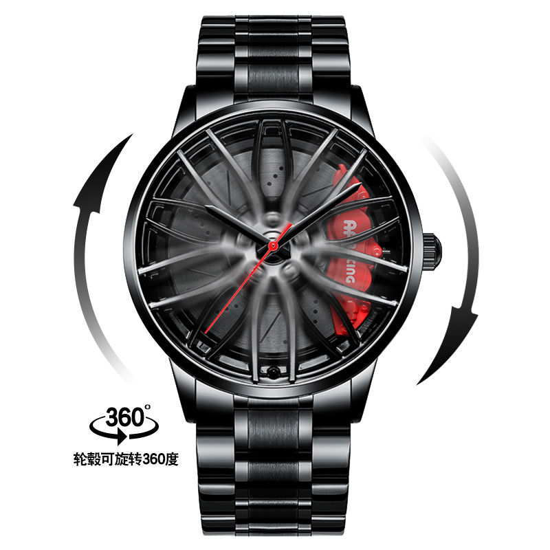 Thumbnail: -37 Car Wheel  Watch – Men's Black Luxury Automotive-Inspired Timepiece