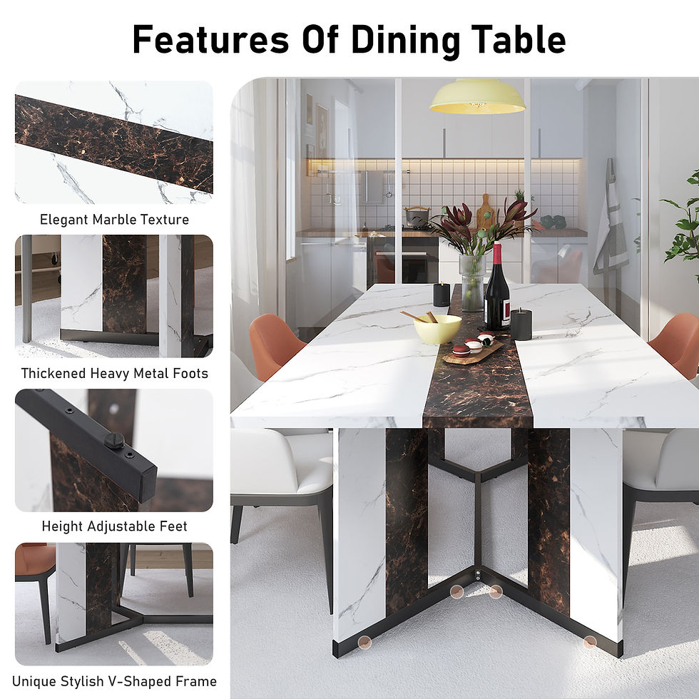 Thumbnail: 71" Large White Rectangular Dining Table – Seats Up to 10, Modern Style