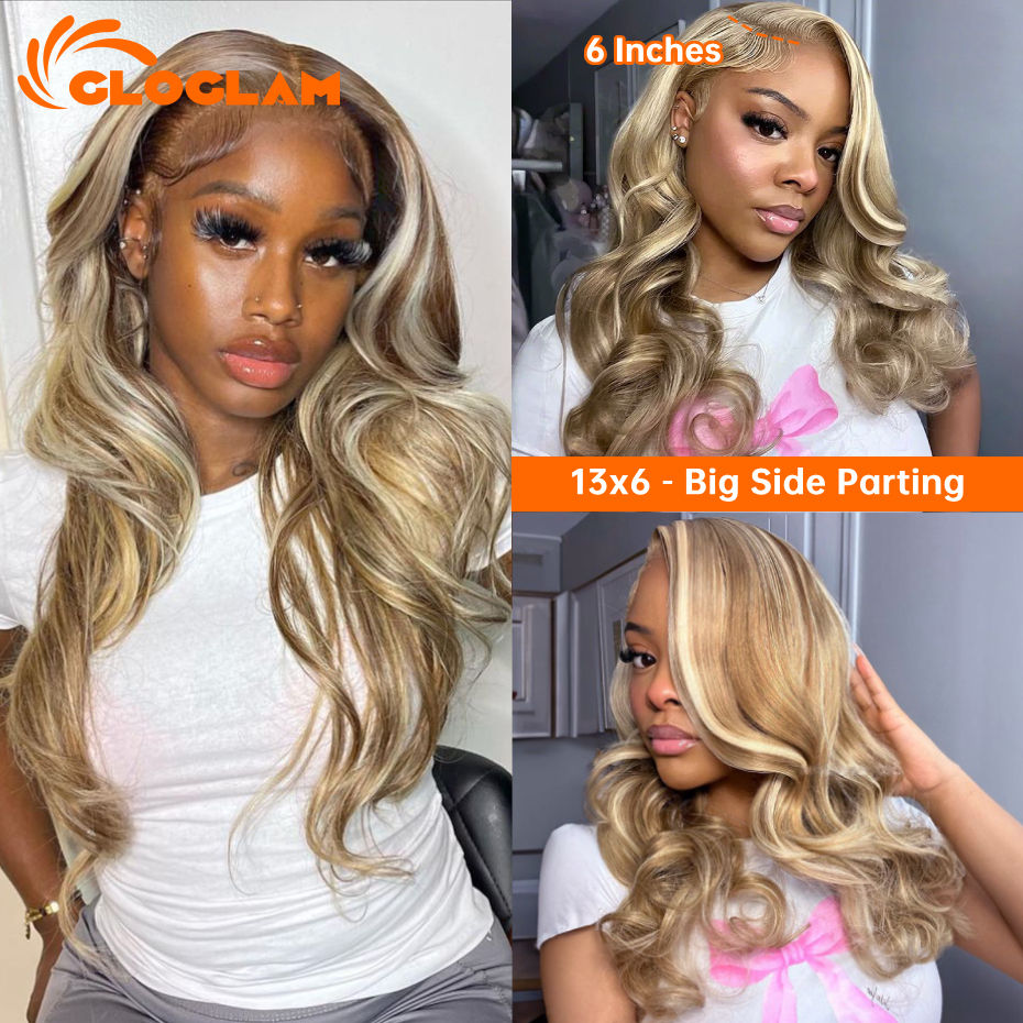 Thumbnail: Ash Blonde Body Wave Wig – Transparent Lace, Brazilian Hair