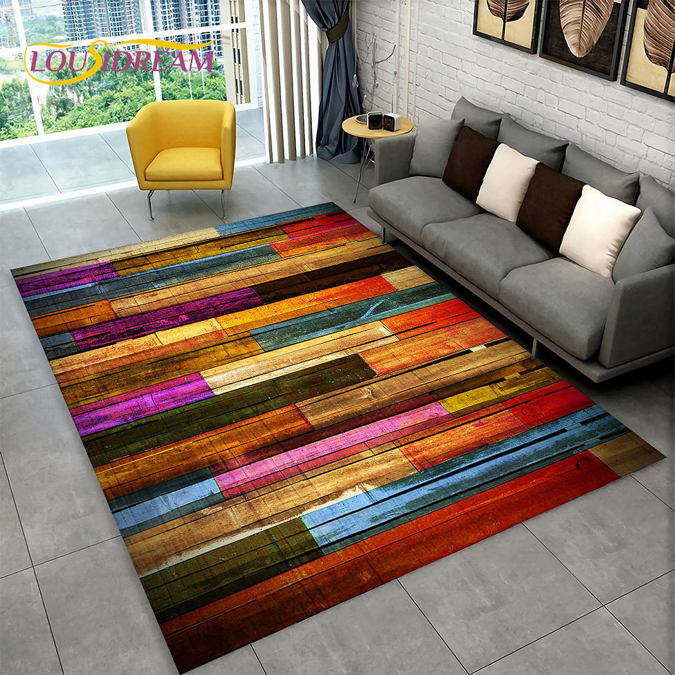Thumbnail: Wood Grain Retro Area Rug – Non-Slip Carpet for Living Room & Kitchen