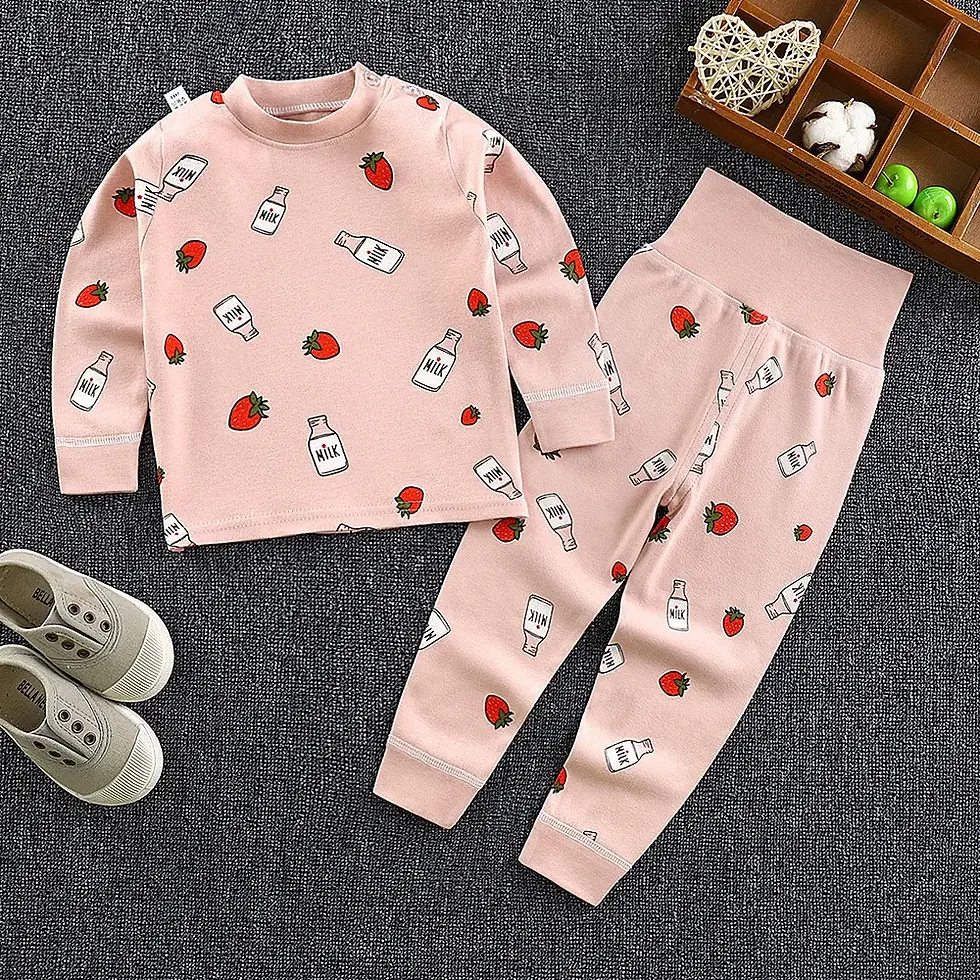 Thumbnail: Kids Boys Pajama Set – Cotton Long Johns, Cartoon Print, Spring/Autumn Wear