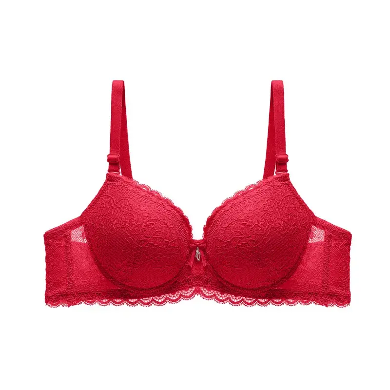 Thumbnail: Comfortable Breathable Push Up Bra with Steel Ring and Lace Embroidery