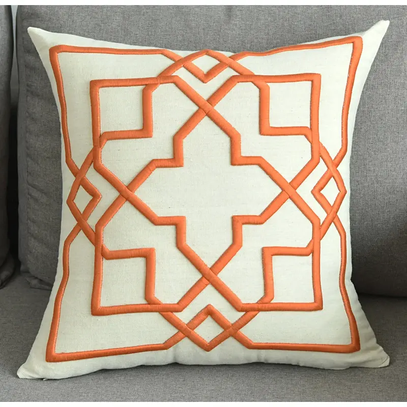 Thumbnail: Diphylleia Orange 3D Geometric Embroidered Throw Pillow Cover