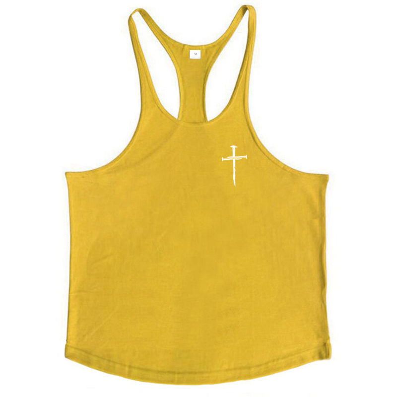 Thumbnail: Men’s Cross Print Gym Vest – Cotton Sleeveless Sports Tank for Fitness & Running