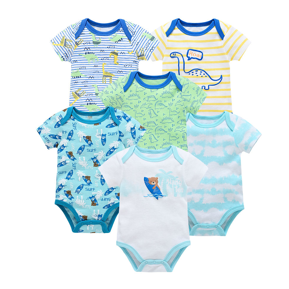Thumbnail: 3/6 Pcs Baby Girls/Boys Cotton Short Sleeve Bodysuits