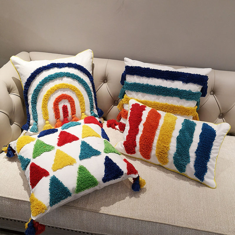 Thumbnail: Rainbow Tufted Colorful Cushion Pillow Cover for Living Room & Bedroom