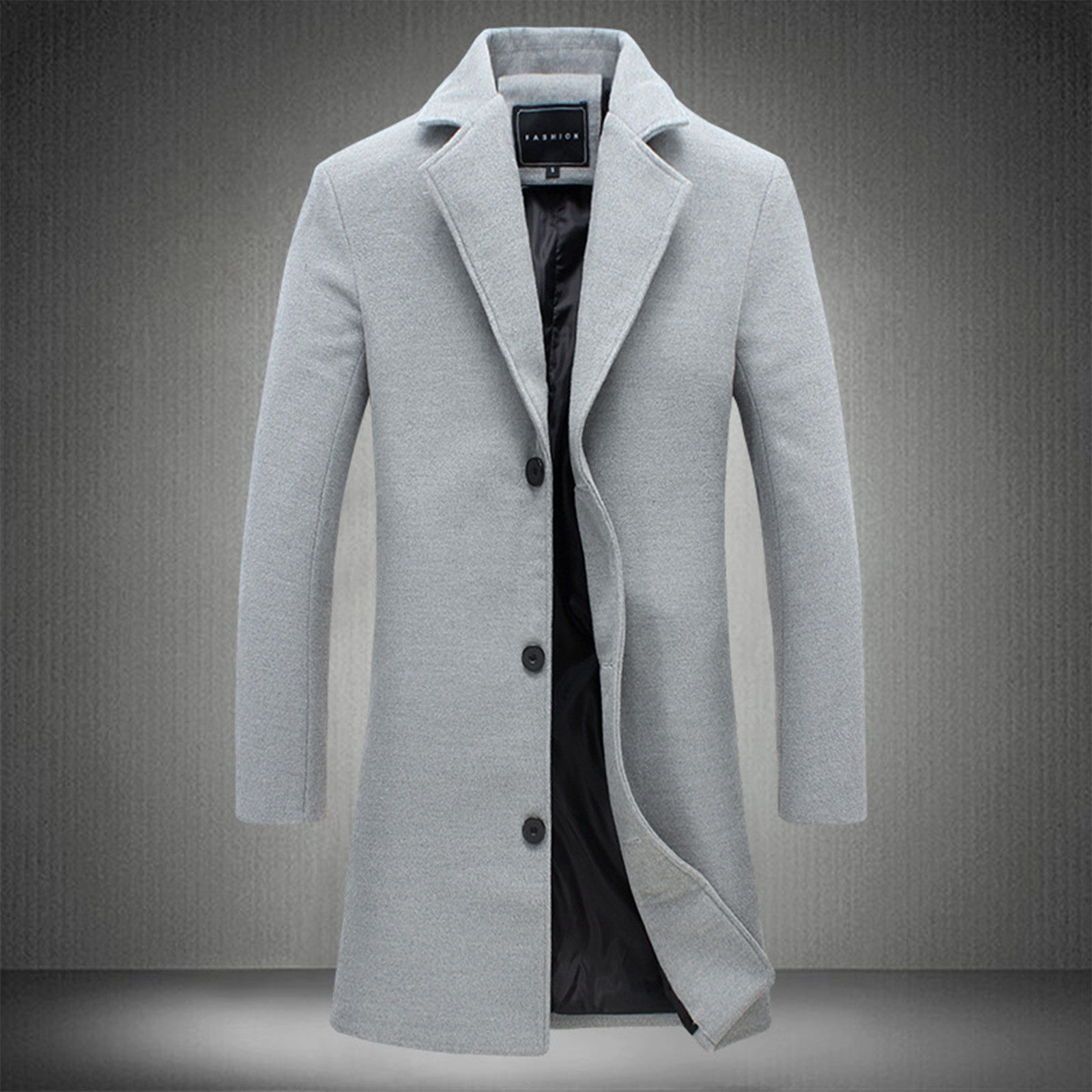 Mens Mid Length Wool Blend Windbreaker Coat Warm Casual Winter Fashion