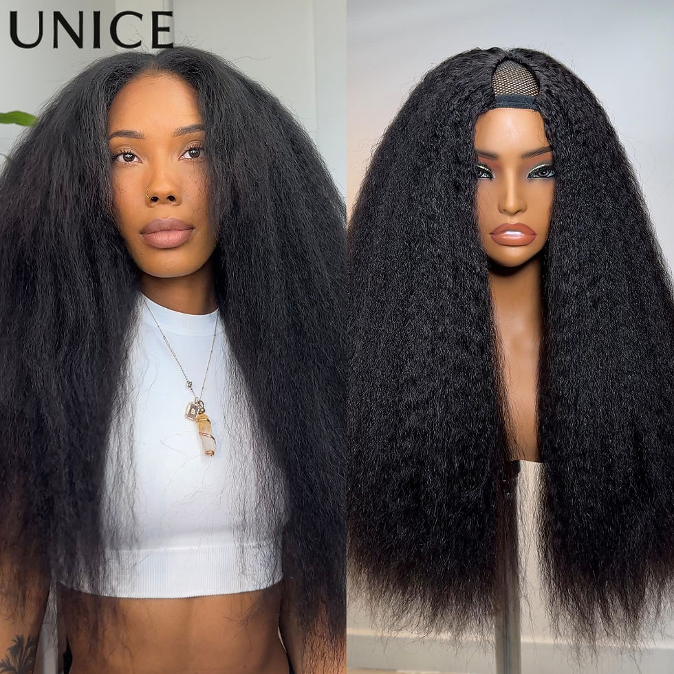 Kinky Straight V Part Wig – Drawstring Cap Human Hair