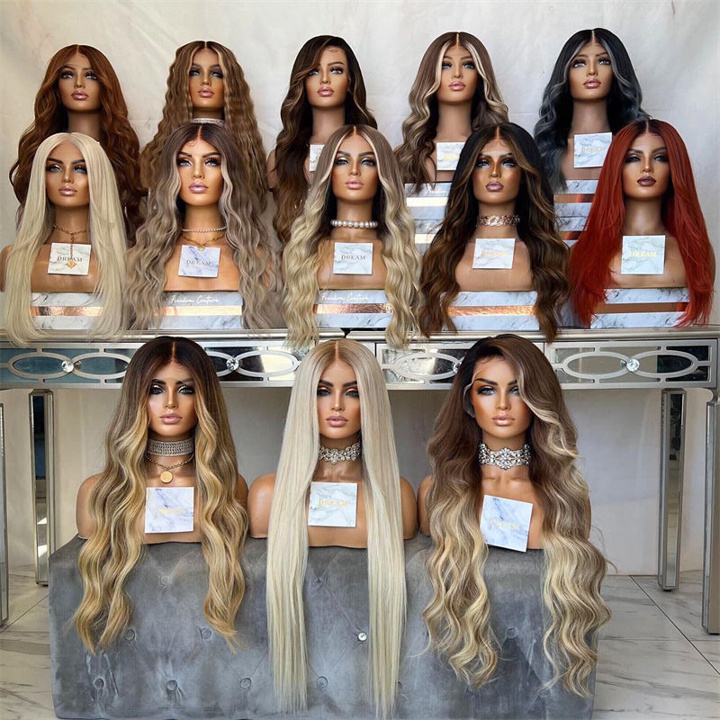 Thumbnail: Side Parting Synthetic Wig – Pre-Plucked Straight Lace Front with Human Blend