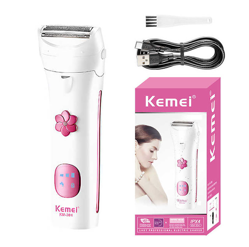 Thumbnail: Kemei KM-304 Rechargeable Women’s Electric Shaver with LCD Display & Bikini Trim
