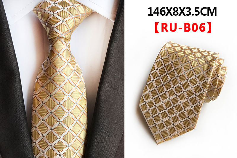 Thumbnail: Silk Jacquard Plaid Necktie 8cm Formal Business Wedding Tie Elegant Accessories