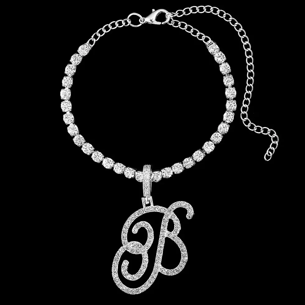 Thumbnail: A-Z Initial Letters Anklets Bracelet for Women Bling Crystal Chain