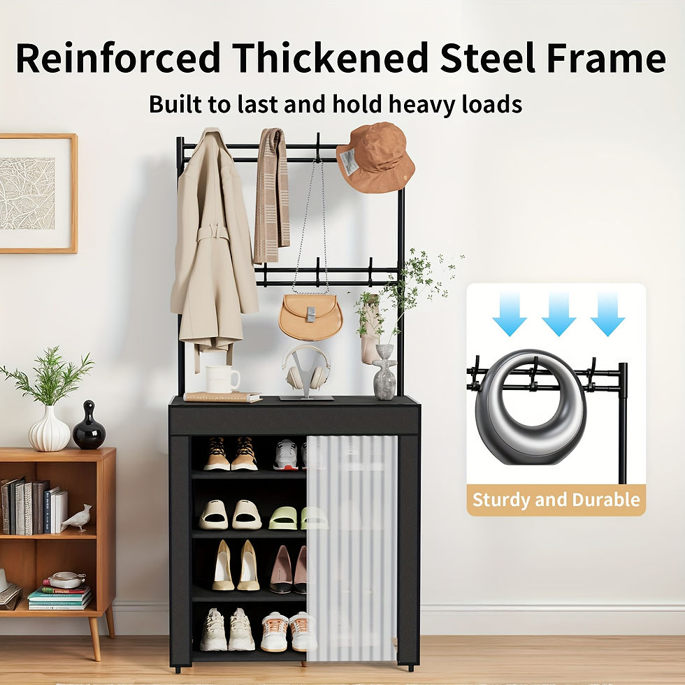 Thumbnail: 3-in-1 23 Multi-Functional Metal Storage Rack with 5/6 Shelves & 8 Hooks
